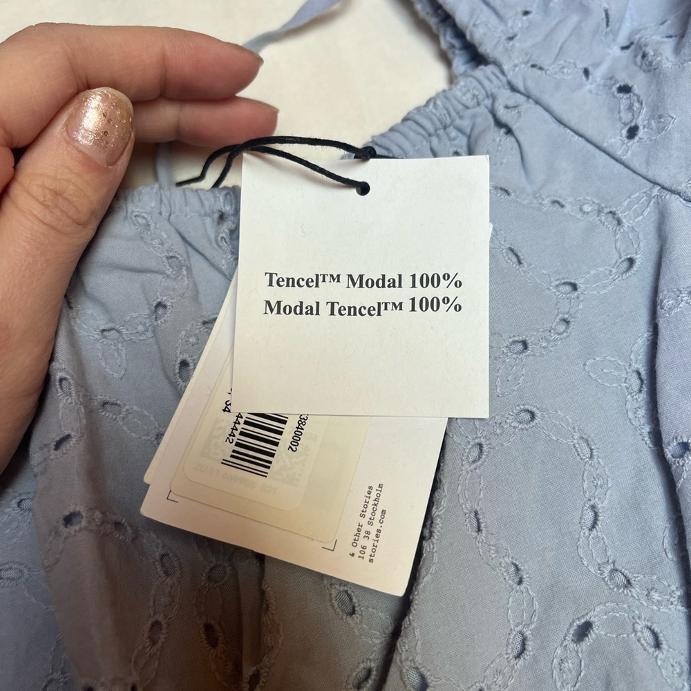 Organic Cotton Puff Sleeve Eyelet Dress - Picture 12 of 13